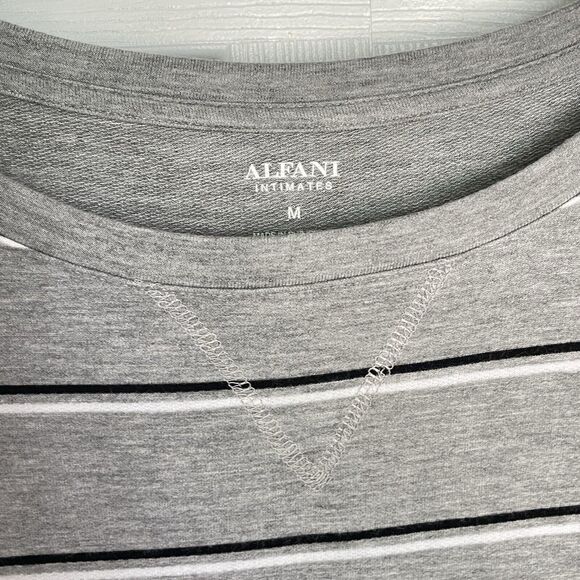 ALFANI Women's Ultra Soft Striped Nightgown Medium Heather Gray Pajama PJs - Picture 6 of 16